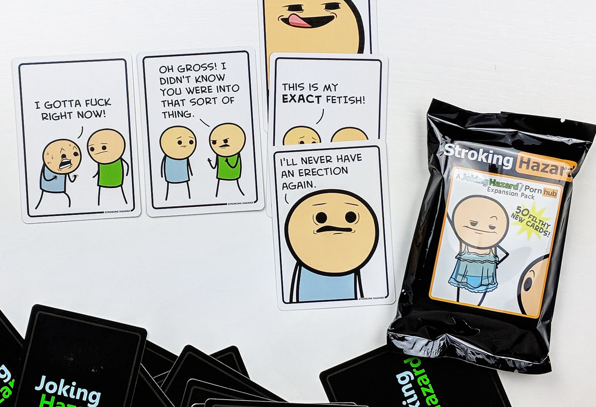 Stroking Hazard pack with cards and Joking Hazard cards